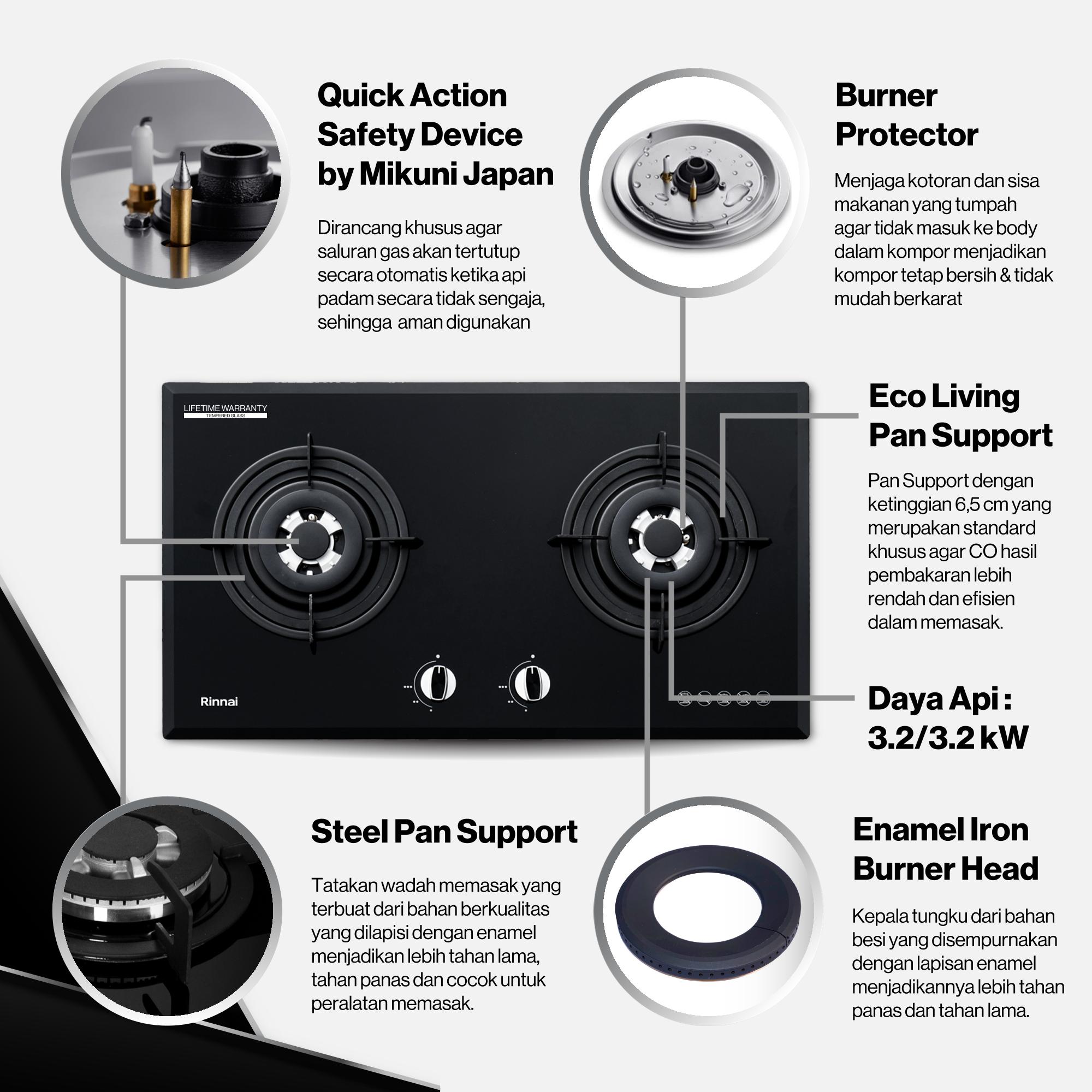 Rinnai Kompor Gas Tanam 2 Tungku - RB772ROG